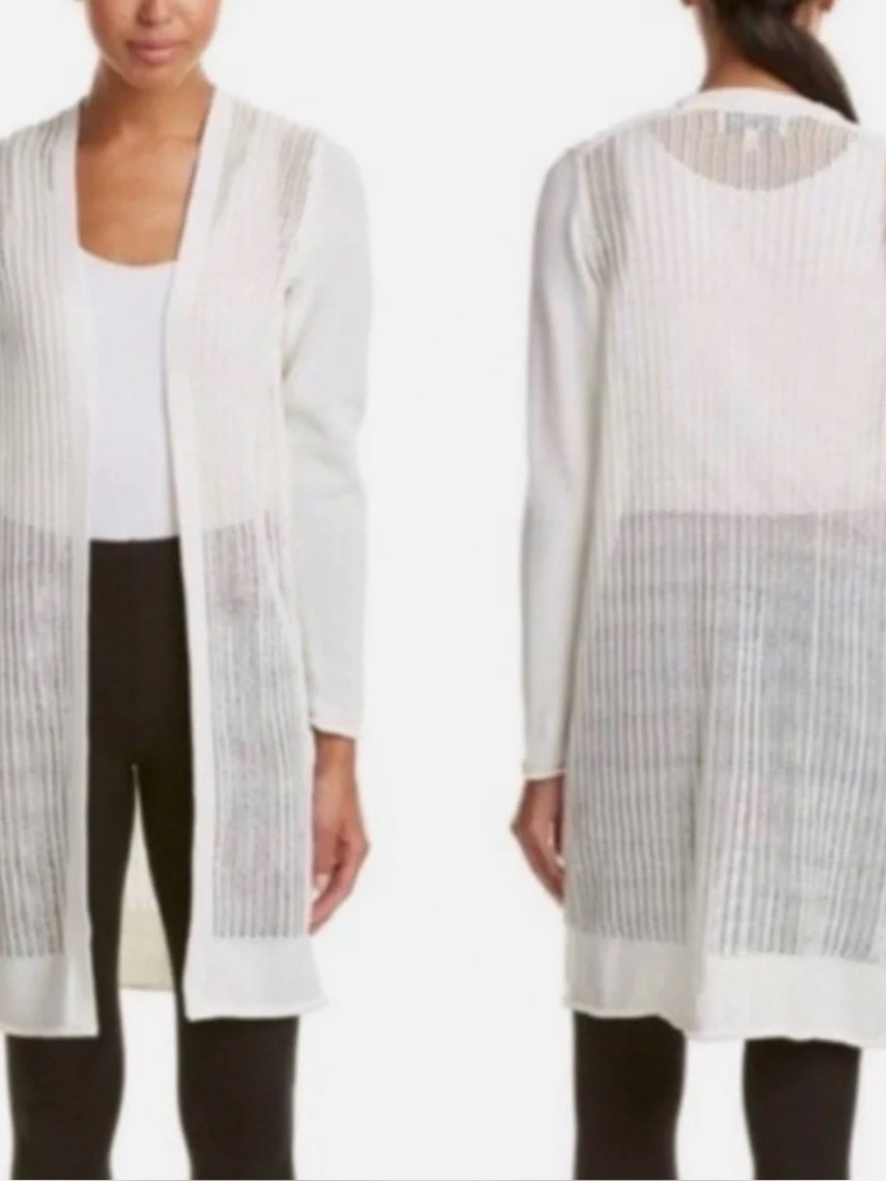 *DEREK LAM IOC x ATHLETA* White Open-Weave Long Cardigan Size Small